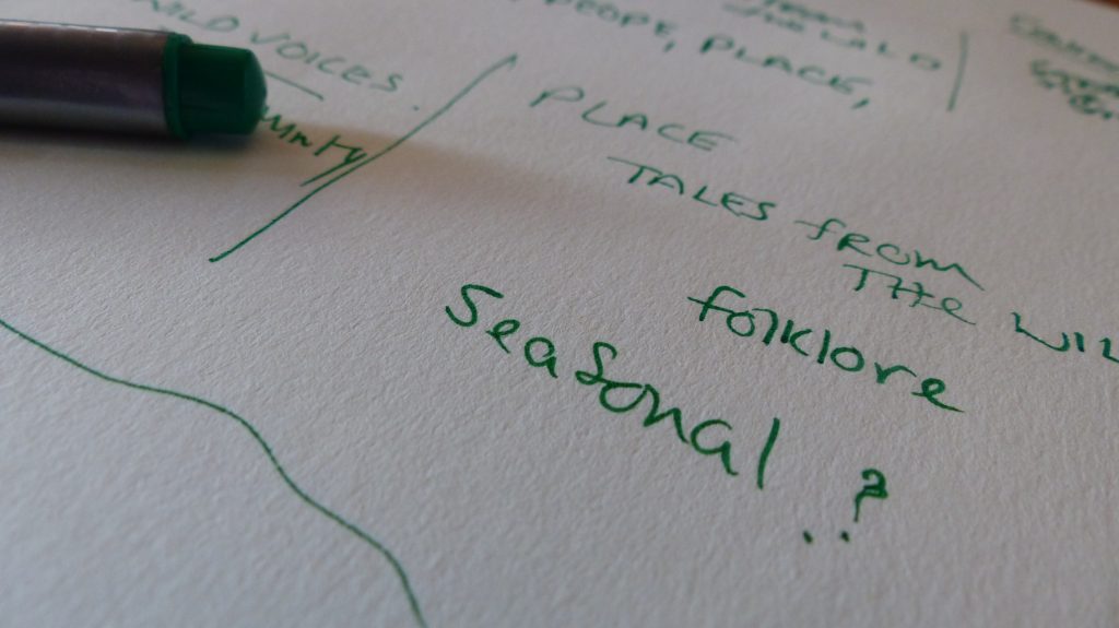 A notepatd with the words seasonal written on it. Thoughts regarding moving on and new begingins.